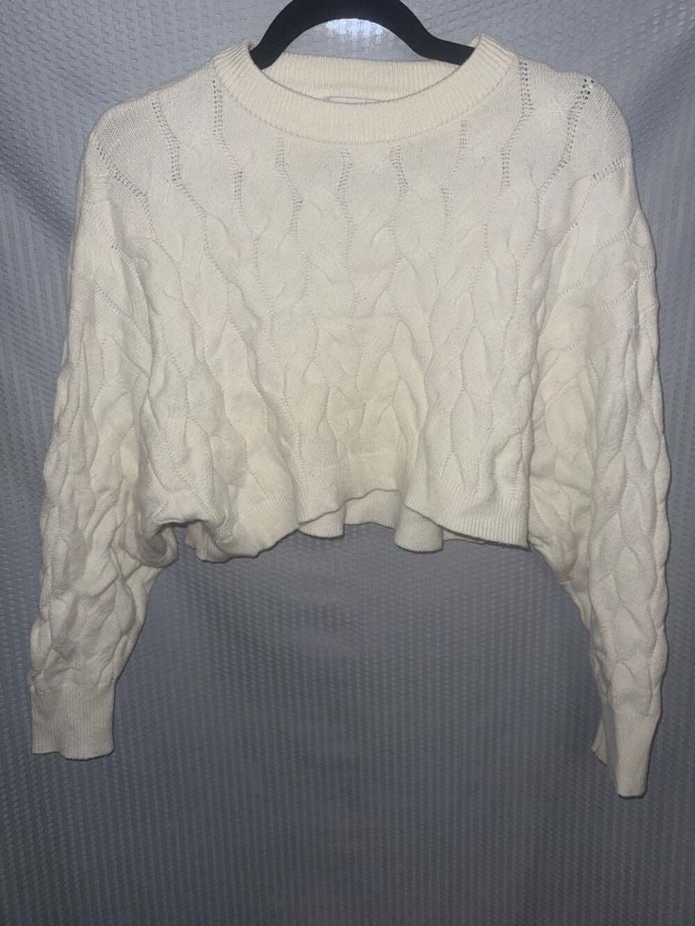 Pink Rose Cropped Cable Knit Sweater
